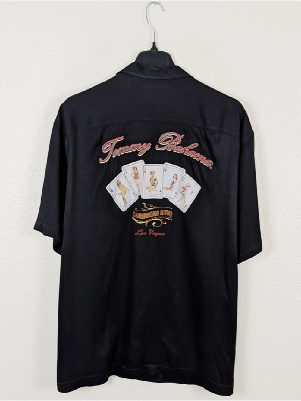Tommy Bahama Black Short-Sleeve Embroidered Playing Cards Shirt *2XL*